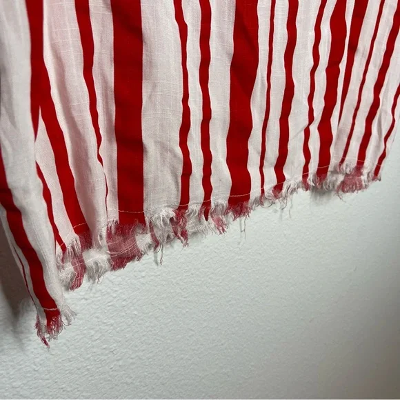 Umgee Red and White Vertical Stripes Vintage Vibe Lightweight Dress Swim Coverup - Picture 8 of 8